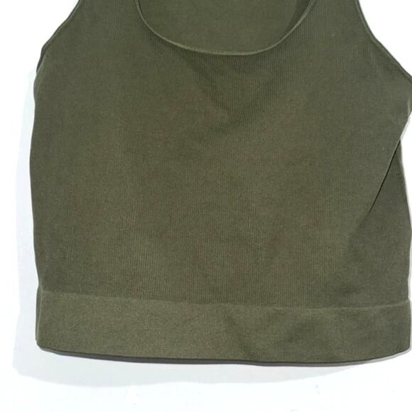 DSG Olive Green Ribbed Tank Top XL Nylon/Spandex Scoop Neck Stretch Athletic Wea - Picture 3 of 7